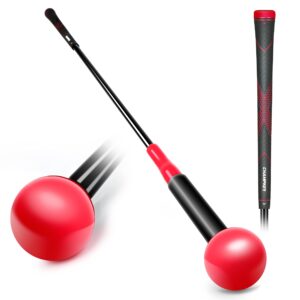 champkey golf swing trainer - tempo & flexibility training aids warm-up stick ideal for golf indoor & outdoor practice (red, 48 inches)