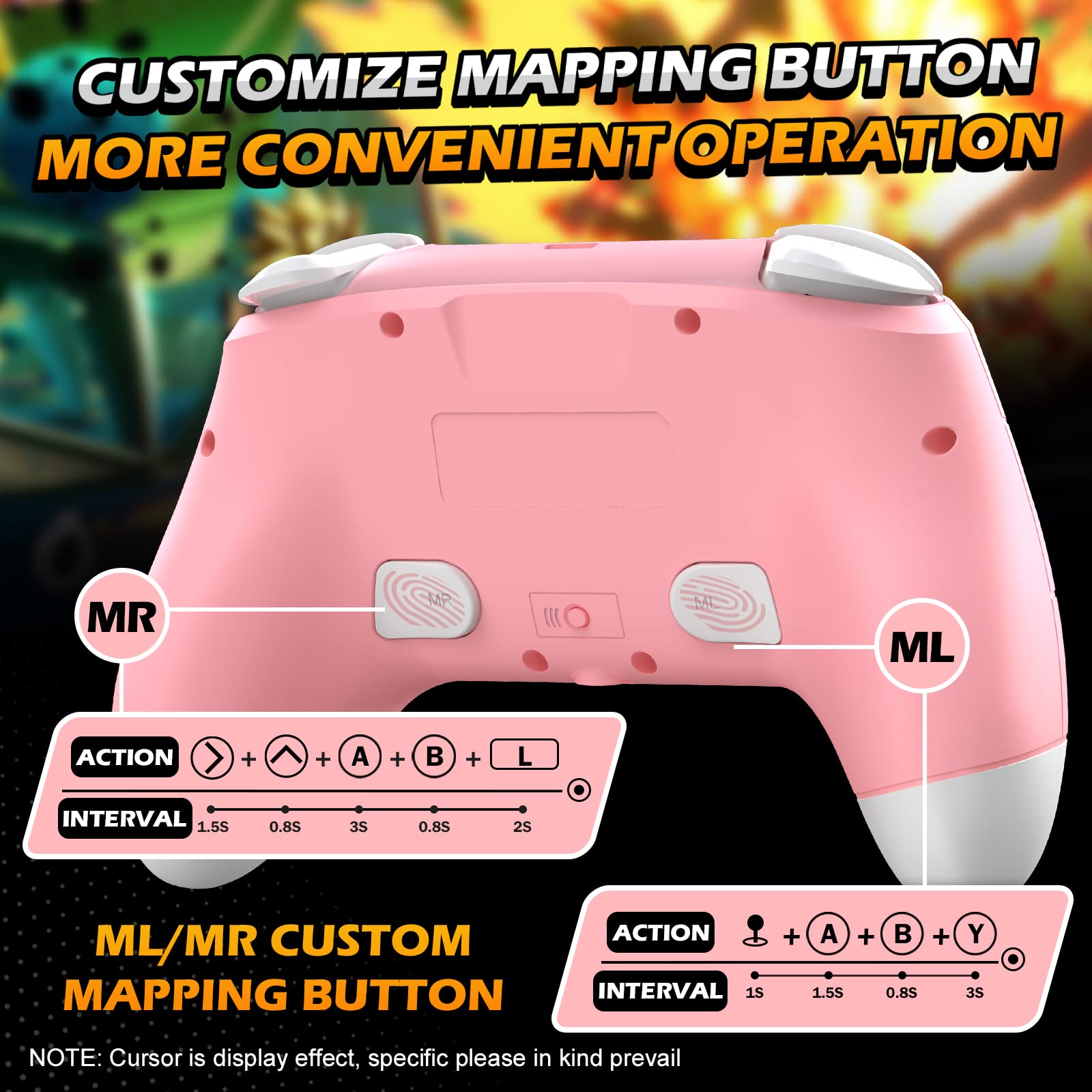 IINE Wireless Controller for Nintendo Switch/Lite/OLED, Updated Switch Pro Controller with Headset Jack, Switch Controller with Marcon Setting, Wake-Up, Auto-Fire Turbo, Motion, Vibration- Pink