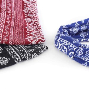 Bohend Boho Headbands Wide knotted Hair Bands Fashion Printing Bandeau Travel Stretchy Cotton Headband Sport Yoga Hair Accessories for Women and Girls (A)