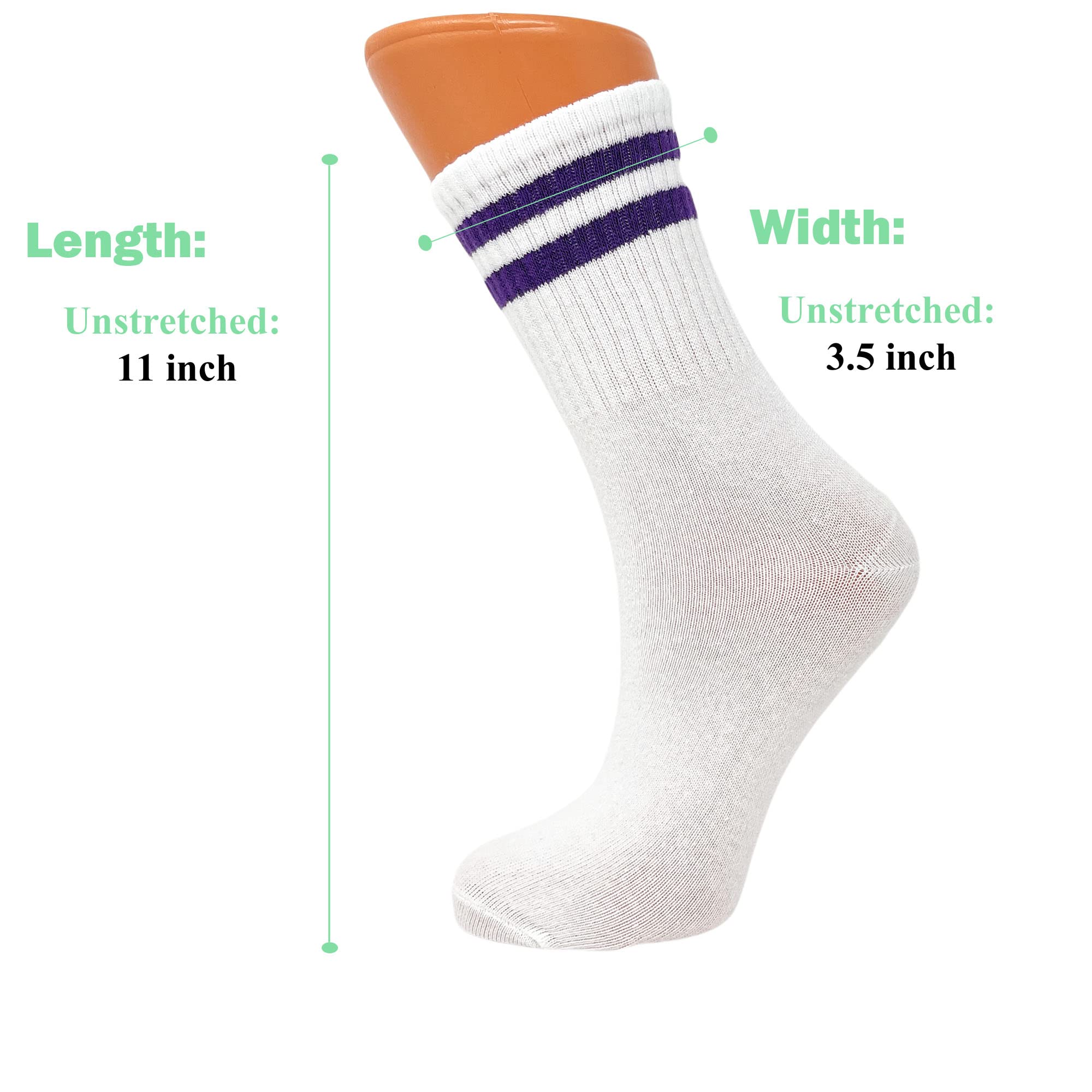 AWS/American Made Tennis Crew Socks for Women Cotton Athletic Striped Extra Thin 6 Pairs Shoe Size 5 to 10 (Style 1)