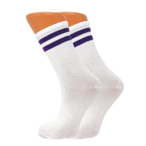 AWS/American Made Tennis Crew Socks for Women Cotton Athletic Striped Extra Thin 6 Pairs Shoe Size 5 to 10 (Style 1)