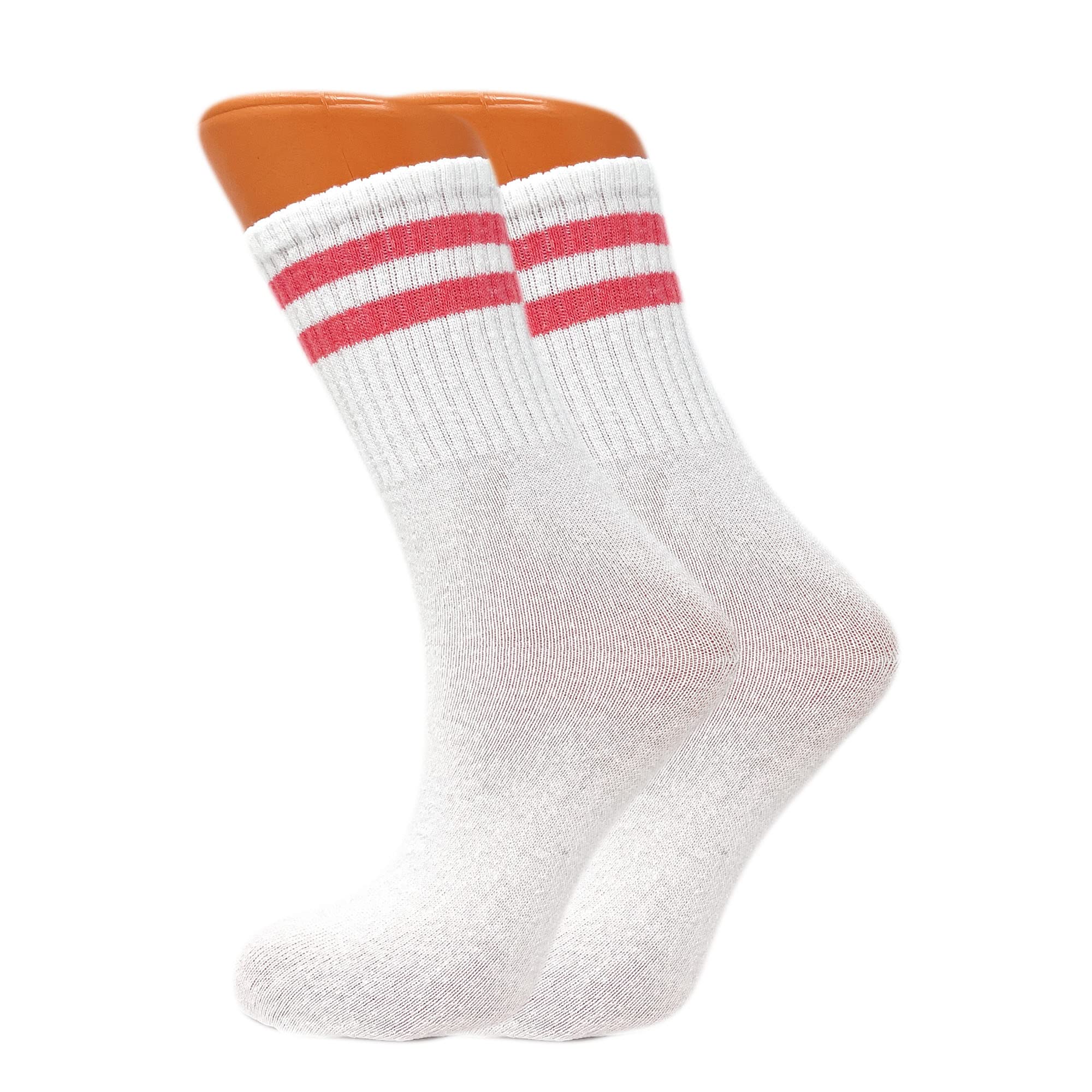 AWS/American Made Tennis Crew Socks for Women Cotton Athletic Striped Extra Thin 6 Pairs Shoe Size 5 to 10 (Style 1)