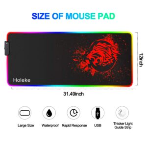 RGB Gaming Mousepad LED Mouse Pad Large Mice Pads with Non-Slip Rubber Base Mouse Mat for Computer Mouse Mat for Computer Lion Mouse Pad (Red)