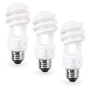 sleeklighting spiral light bulb - e26 base cfl bulb - cfl light bulbs 13 watt- 3 pack, 2700 kelvin for warm white and 800 lumens - (65 watt incandescent light bulb equivalent) - ul listed