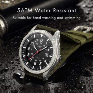 Infantry Black Military Analog Wrist Watch for Men, Mens Army Field Tactical Sport Watches Work Watch, Waterproof Outdoor Casual Quartz Wristwatch,5ATM Waterproof