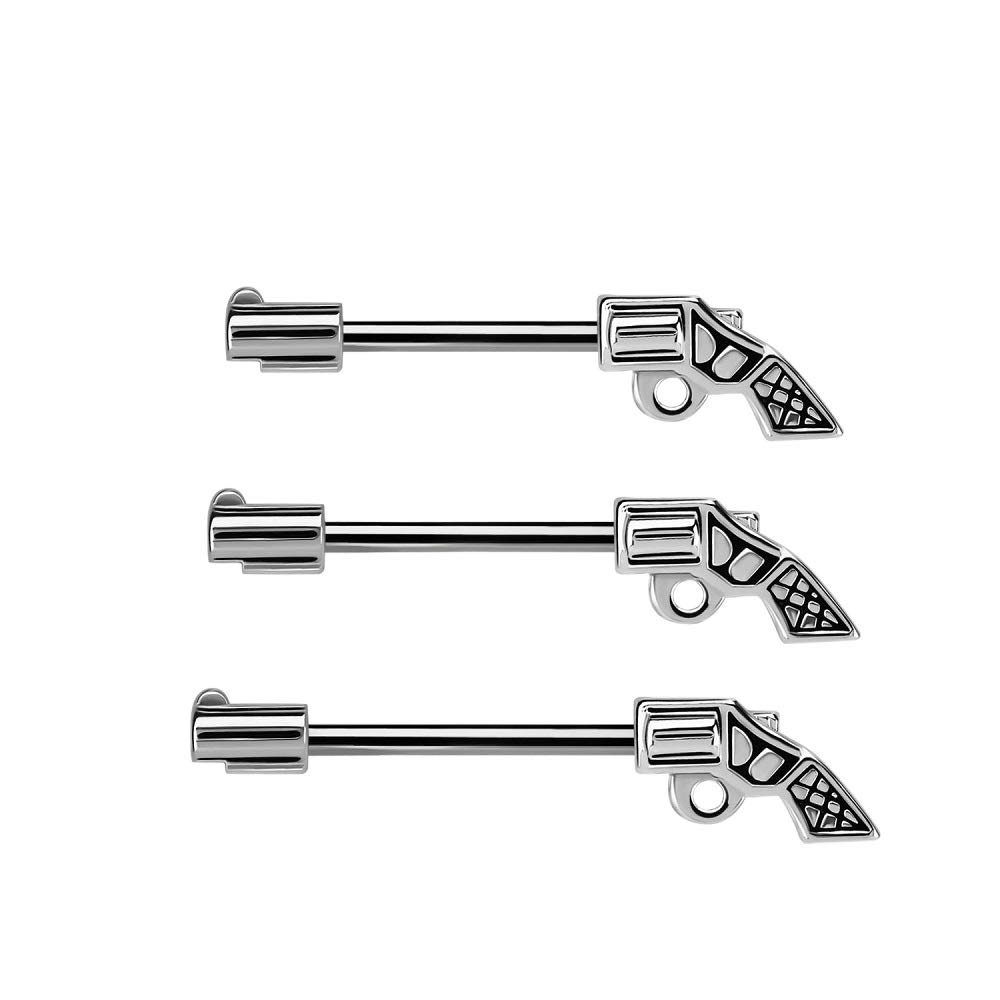 14G Stainless Steel Gun Pistol Nipple Barbells, Sold as a Pair (Length: 12mm (1/2"))