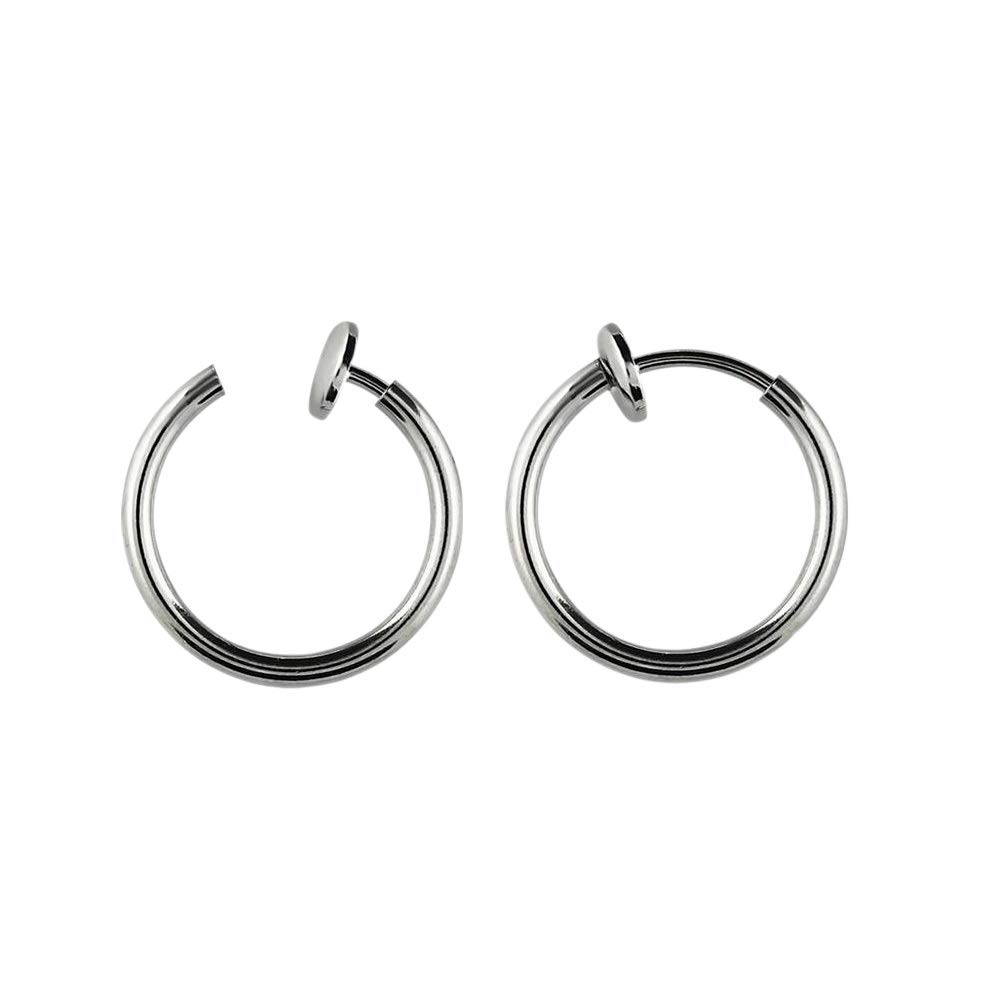 Pierced Owl Spring Loaded Clip On Non-Piercing Cartilage Helix Lip Nose Ring, Sold as a Pair (Diameter Length: 8mm (5/16"))