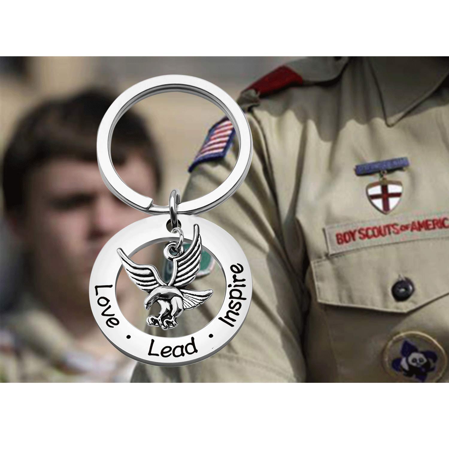 WSNANG Scout Leader Love Lead Inspire Keychain Eagle Court of Honor Gift Ceremony Scoutmaster Gift (Love Lead Inspire Keychain)