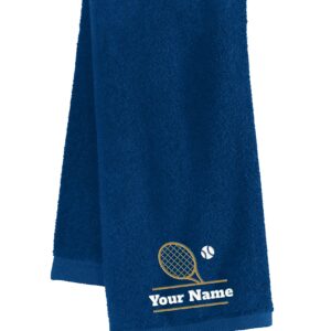 Printualist Personalized Tennis Towel - Custom Design & Your Embroidered Name - 16"x26", Navy, Absorbent Cotton Terry Velour Fabric