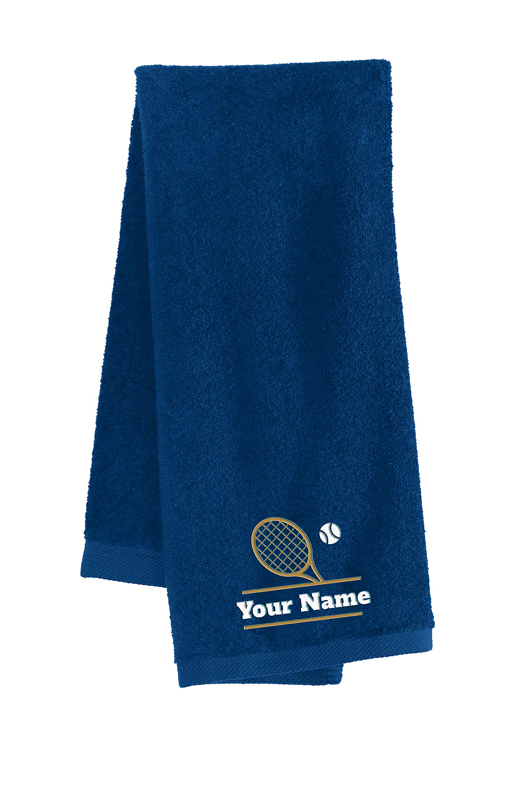 Printualist Personalized Tennis Towel - Custom Design & Your Embroidered Name - 16"x26", Navy, Absorbent Cotton Terry Velour Fabric