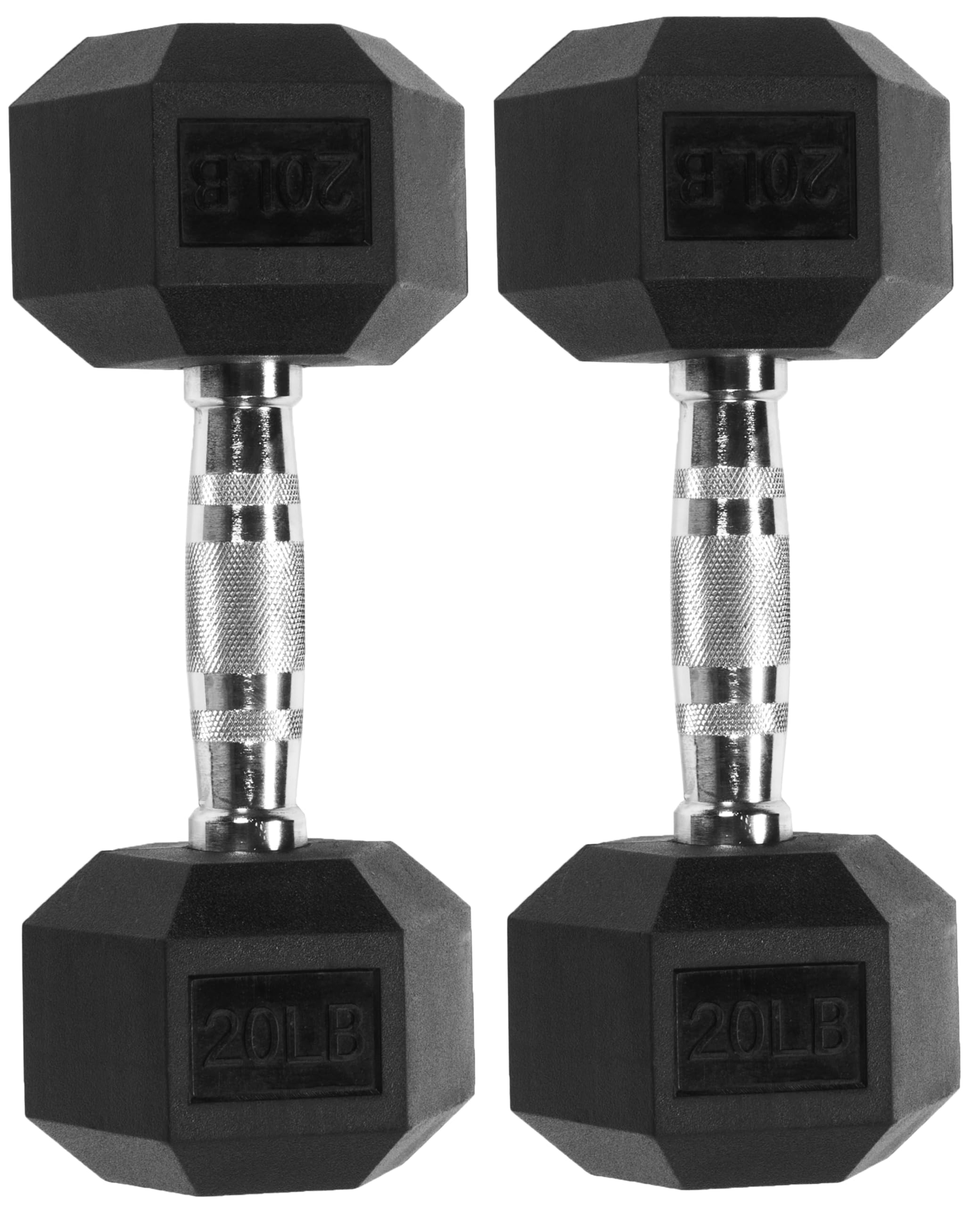 Signature Fitness Rubber Encased Hex Dumbbell, 20LB Pair