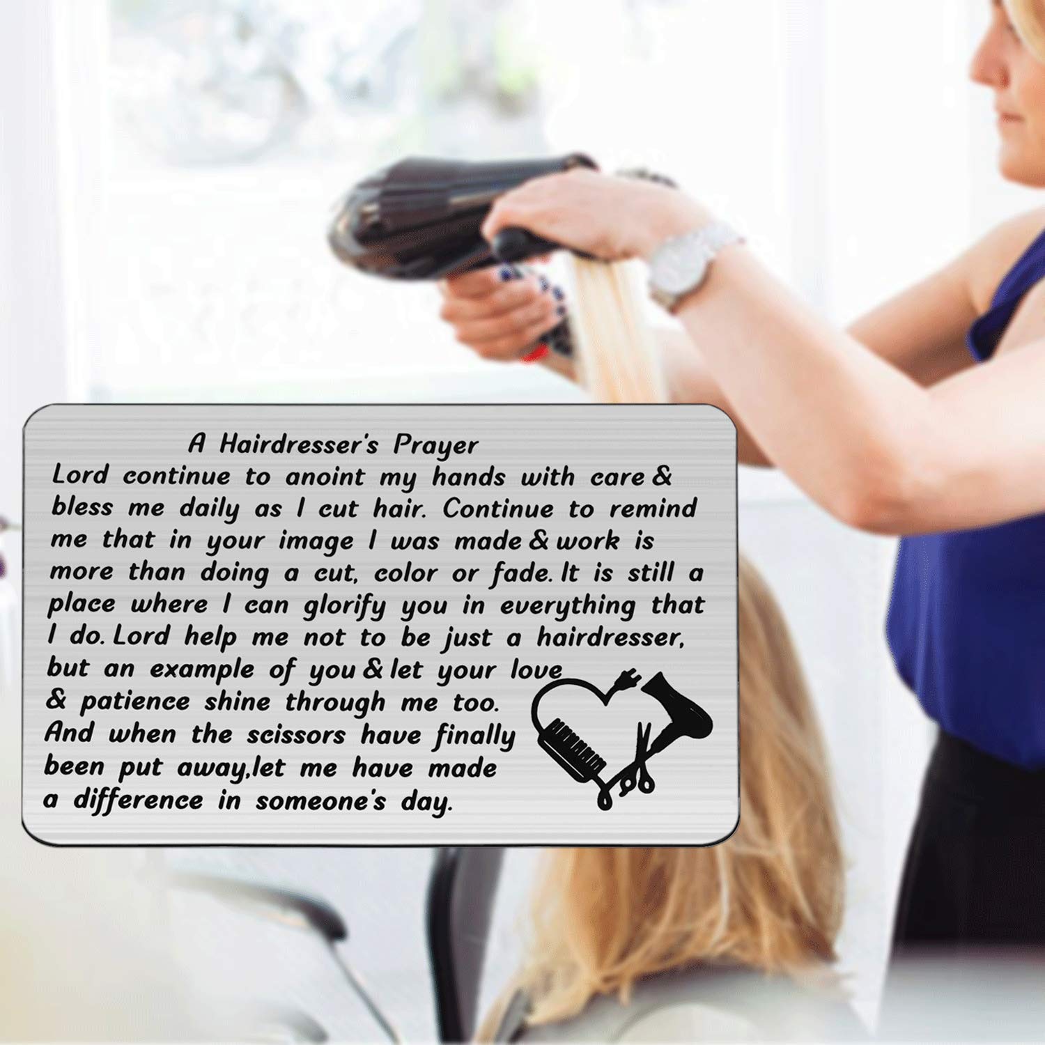 WSNANG Hairdresser's Prayer Wallet Card Hair Stylist Gift Hair Barber Gift Inspirational Hairdresser Jewelry Gift for Hair Stylists (Hairdresser's Prayer WC)