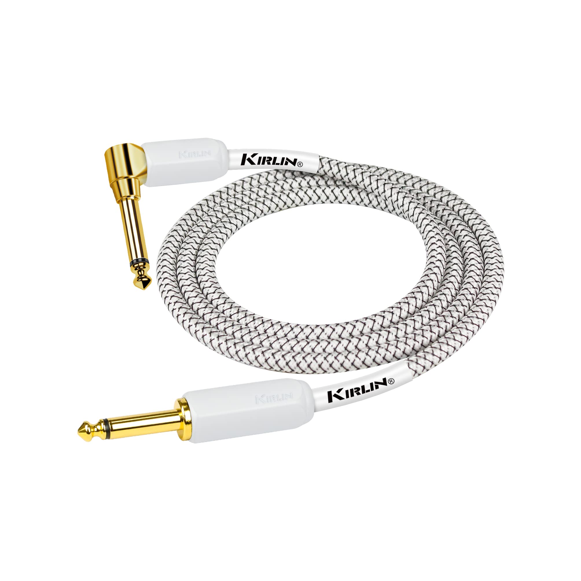 KIRLIN, KIRLIN CABLE Instrument Cable, 1/4" Mono Plug, White, 20FT (IWB-202WGL-20/WT)