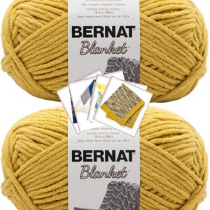 Bernat Blanket Yarn - Big Ball (10.5 oz) - 2 Pack with Pattern Cards in Color (Moss)