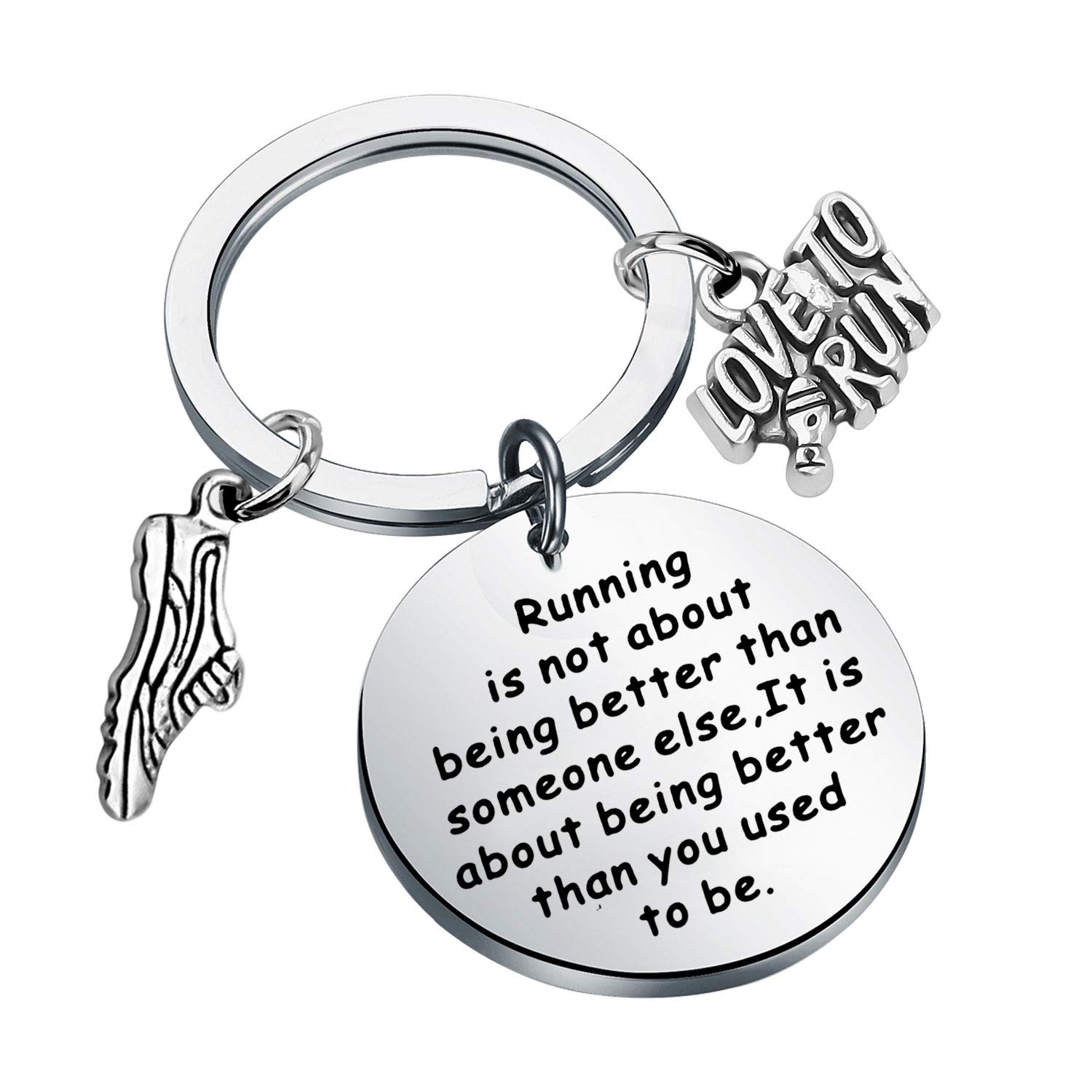 WSNANG Runner Gift Running is About Being Better Than You Used to Be Keychain Marathon Runner Jewelry Track Gift（Running Keychain）