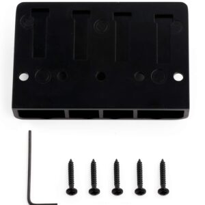 Metallor 4 String Bass Bridge Tailpiece Fixed Saddles for Electric Bass Guitar Jazz Bass or Precision Bass Black.