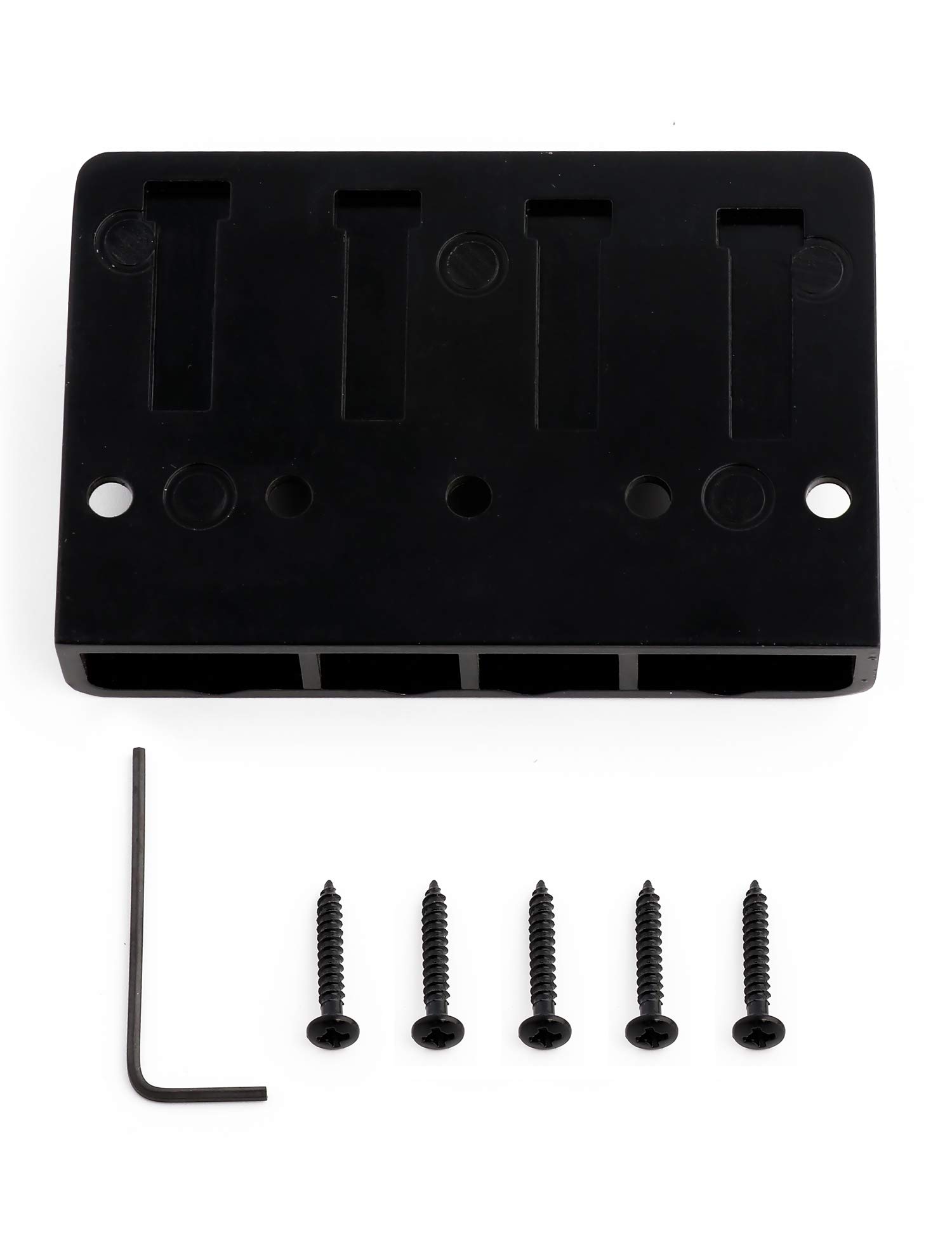 Metallor 4 String Bass Bridge Tailpiece Fixed Saddles for Electric Bass Guitar Jazz Bass or Precision Bass Black.