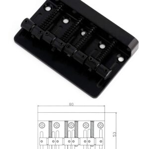 Metallor 4 String Bass Bridge Tailpiece Fixed Saddles for Electric Bass Guitar Jazz Bass or Precision Bass Black.