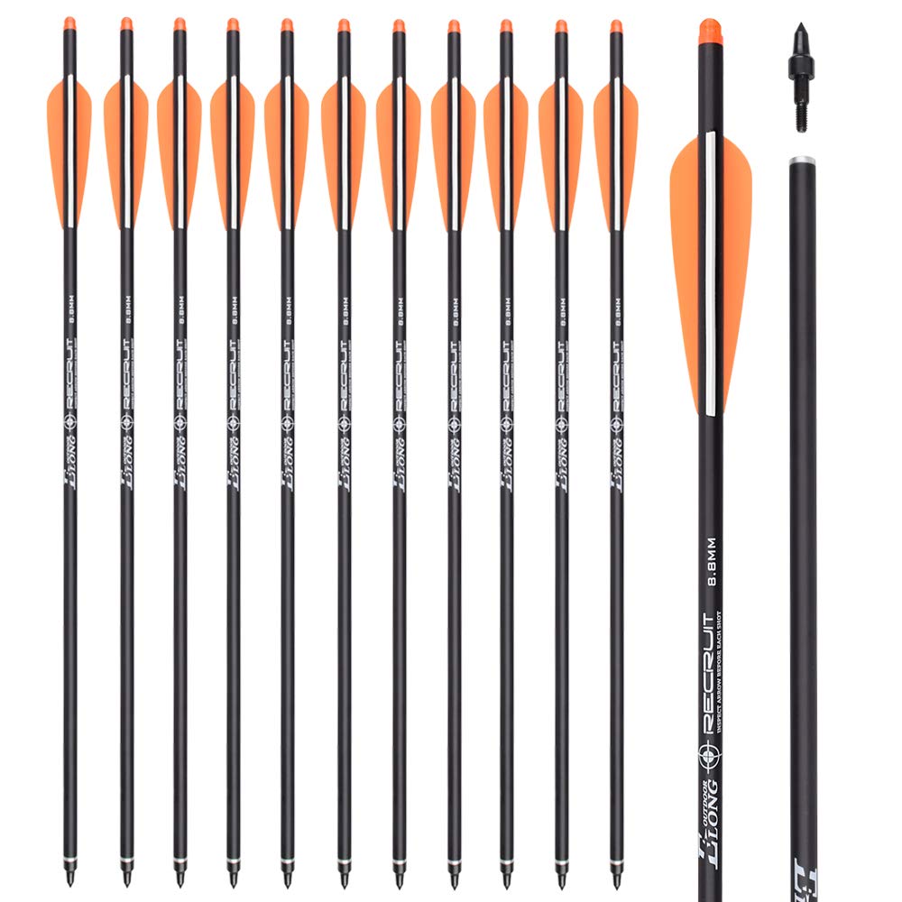 20Inch Carbon Crossbow Bolts Hunting Archery Arrows with 4" Vanes Moon Nocks Target Tip (Pack of 12)