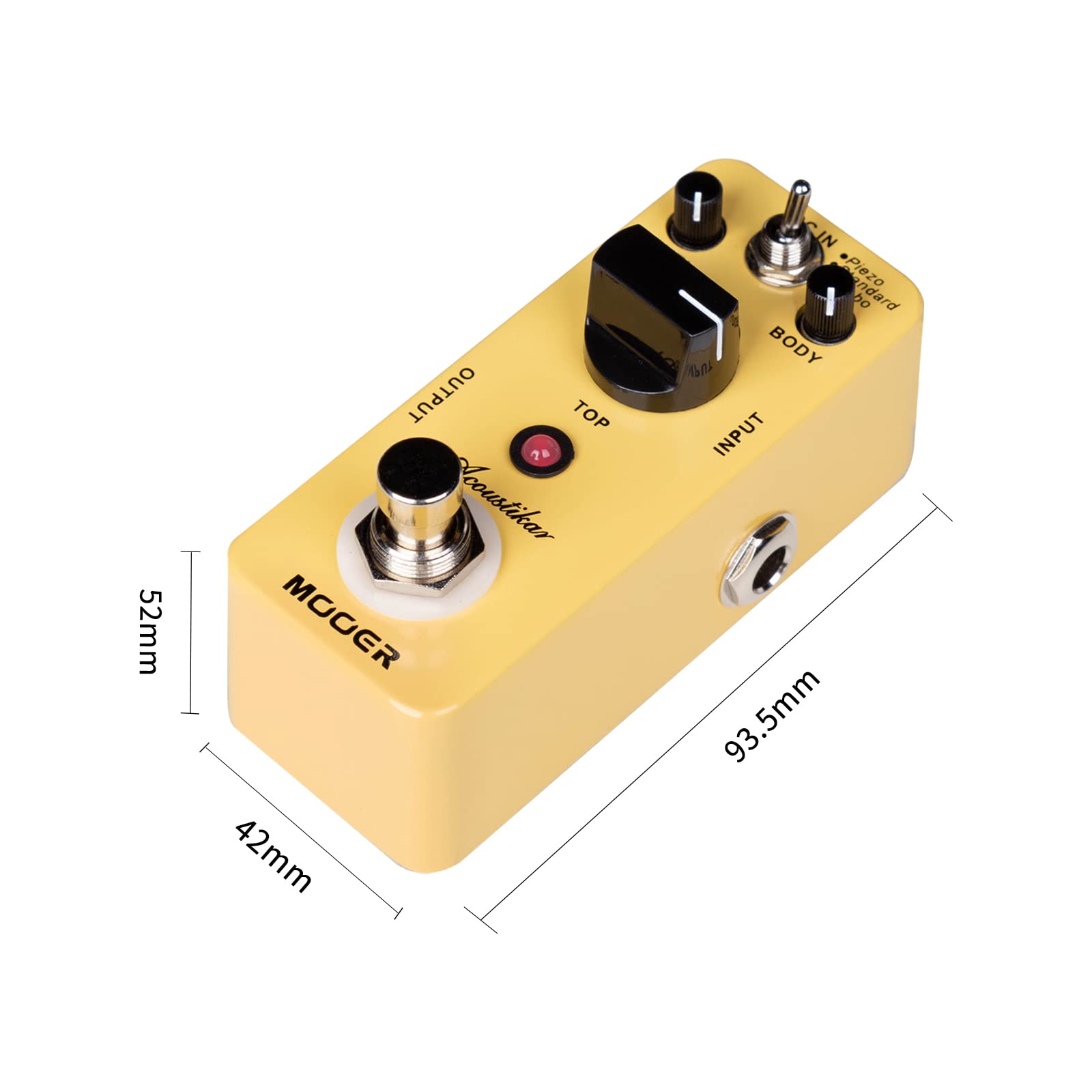 MOOER Acoustikar Acoustic Guitar Simulator Pedal, 3 Modes Piezo/Standard/Jumbo, Nature and Smooth Acoustic Guitar Sound