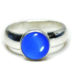 suryagems natural cabochon round stone jewelry for astrology blue carnelian sterling silver ring us 4-13