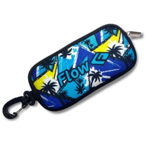 flow swim goggle case - soft neoprene case for swimming goggles with bag clip for backpack (surf style)