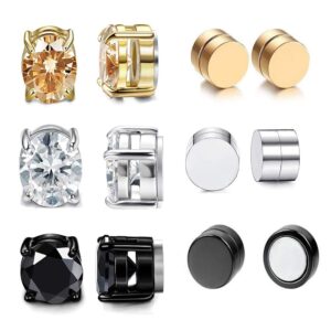 stainless steel magnetic no piercing fake gauges earring studs,for non pierced ears,black,silver,colorful,hypoallergenic