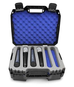 casematix wireless microphone system hard case compatible with 12 sennheiser, shure mic, nady, akg or vocopro microphones and more handheld transmitter mics, case only