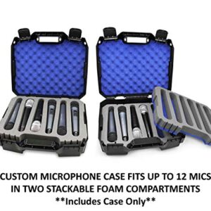 CASEMATIX Wireless Microphone System Hard Case Compatible with 12 Sennheiser, Shure Mic, Nady, AKG or VocoPro Microphones and More Handheld Transmitter Mics, Case Only