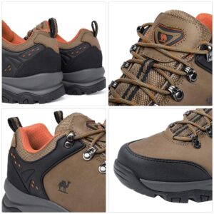 CAMEL CROWN Men's Hiking Shoes Low Top Trekking Boots Non-slip Walking Sneakers for Outdoor Work Trail Casual(Khaki,9)