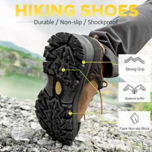 CAMEL CROWN Men's Hiking Shoes Low Top Trekking Boots Non-slip Walking Sneakers for Outdoor Work Trail Casual(Khaki,9)