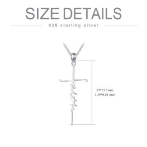 LEECCI Valentine's Day Gifts for Her 925 Sterling Silver Faith Pendant Necklace for Women 18 inches