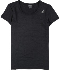 reebok womens poly marled basic t-shirt, black, medium