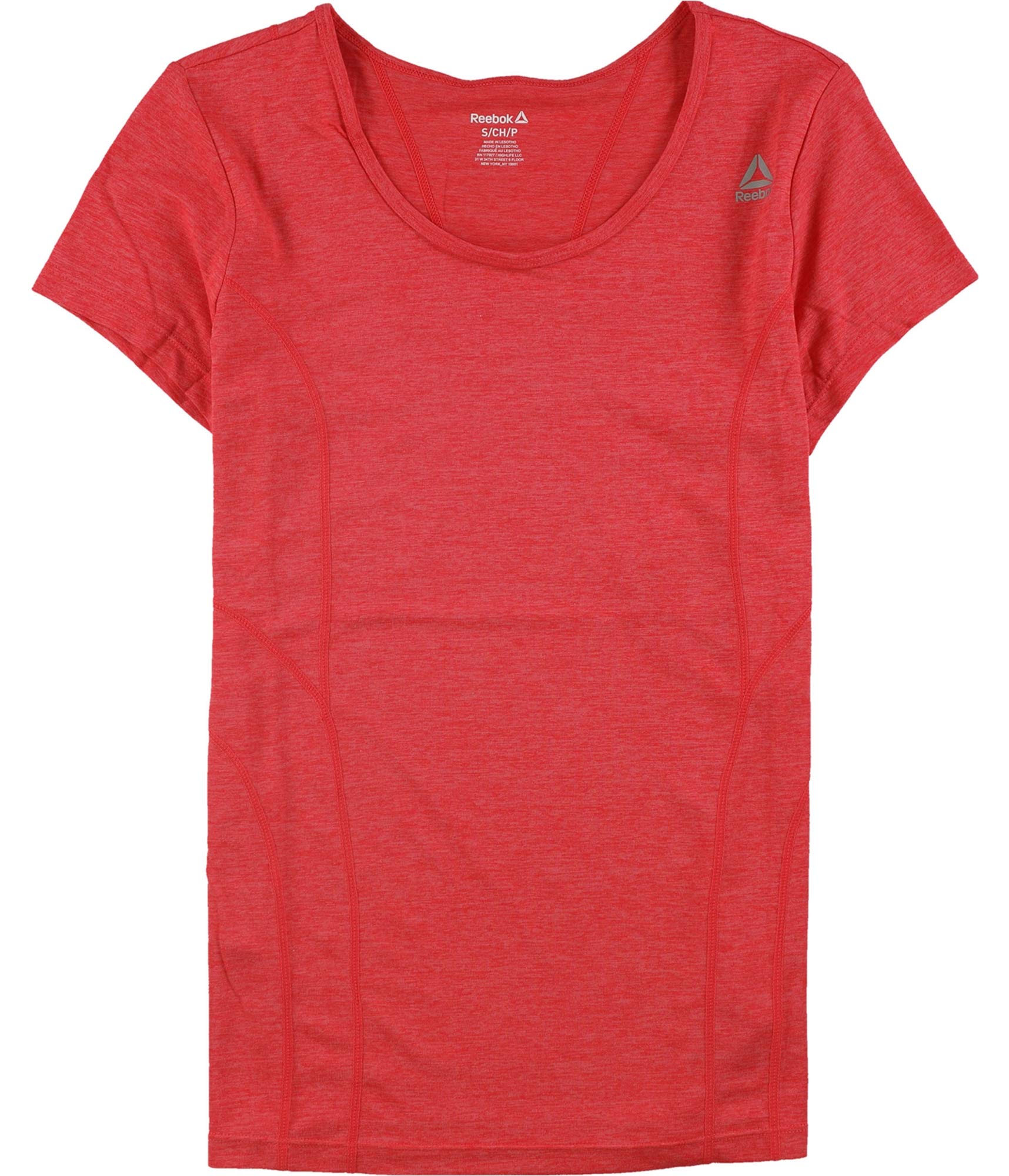 Reebok Womens Poly Marled Basic T-Shirt, Red, Medium