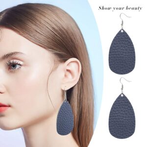 30 Pairs of Teardrop Double-sided Leather Earrings with 30 Color for Women Jewelry Fashion and Valentine Birthday Party Gift