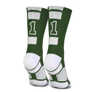 ChalkTalkSPORTS Custom Team Number Socks | Youth & Adult Athletic Performance Socks | Green Number Socks | Choose Your Number