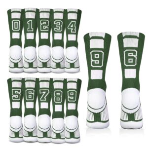 ChalkTalkSPORTS Custom Team Number Socks | Youth & Adult Athletic Performance Socks | Green Number Socks | Choose Your Number