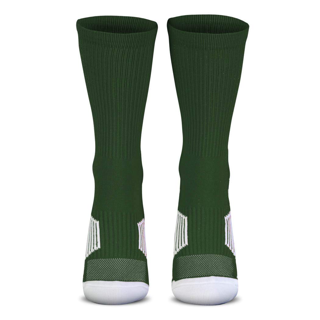 ChalkTalkSPORTS Custom Team Number Socks | Youth & Adult Athletic Performance Socks | Green Number Socks | Choose Your Number