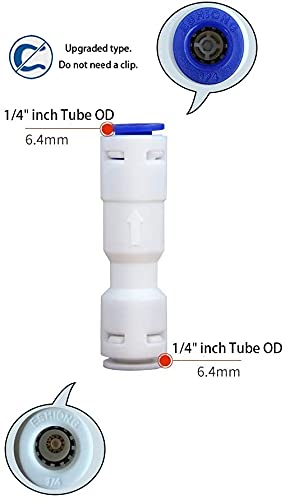 ESHIONG 1/4" Push to Connect One Way Check Valve for RO(Reverse Osmosis) Water Filter,NSF Certified Plastic Quick Connect RO Fittings (6 pcs)