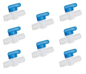 eshiong 1/4" push to connect shut off ball valve for ro(reverse osmosis) water filter,nsf certified plastic quick connect ro fittings(8 pcs)