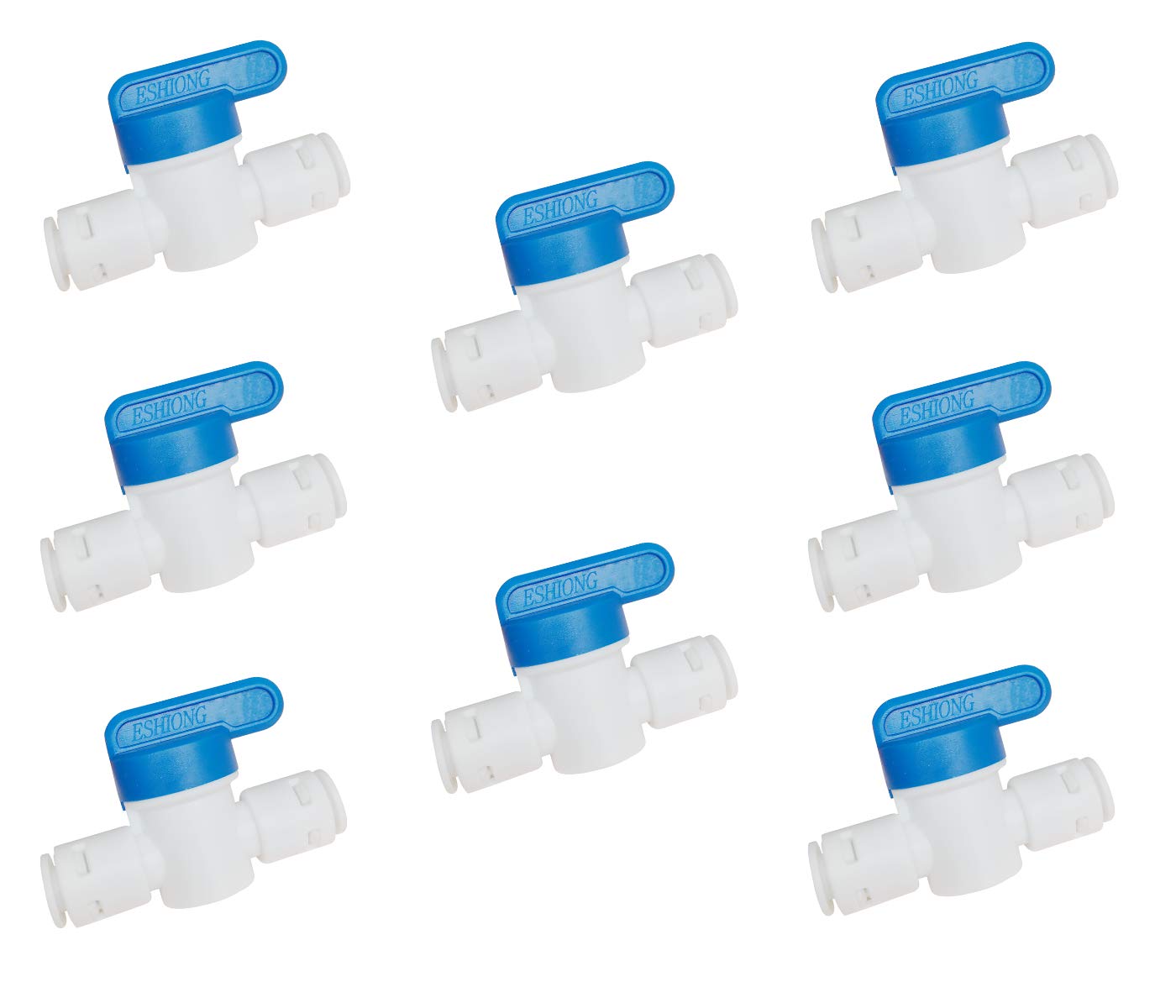 ESHIONG 1/4" Push to Connect Shut Off Ball Valve for RO(Reverse Osmosis) Water Filter,NSF Certified Plastic Quick Connect RO Fittings(8 pcs)