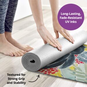 CANVAS ON DEMAND Yoga and Pilates Non-Slip Fitness Mat with Carrying Strap (Downton Cat III) 24"x70"