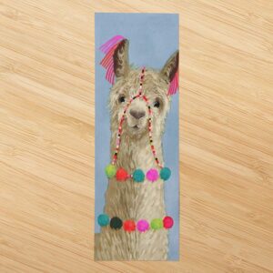 CANVAS ON DEMAND Yoga and Pilates Non-Slip Fitness Mat with Carrying Strap (Adorned Llama III) 24"x70"