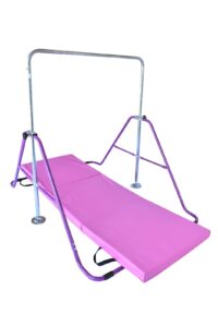 x factor kids gymnastics bar w 2x6 tumble mat jungle gym horizontal kip bar junior training height adjustable children monkey bars folding climb tower balance bar asymmetric bar playground (purple)