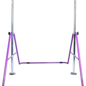 X Factor Kids Gymnastics Bar w 2x6 Tumble Mat Jungle Gym Horizontal Kip Bar Junior Training Height Adjustable Children Monkey Bars Folding Climb Tower Balance Bar Asymmetric Bar Playground (Purple)