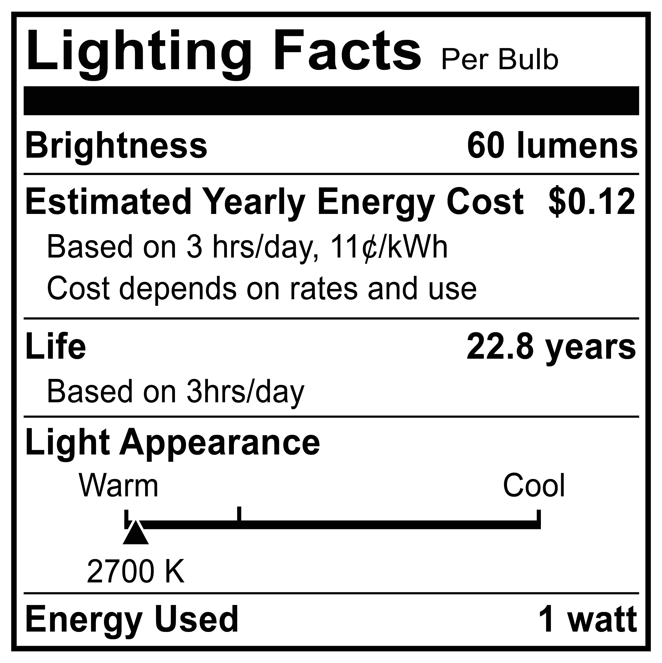 LED Night Light Bulb – C7 E12 LED Bulbs – Candelabra Light Bulbs, 1 Watt Equivalent 10W Incandescent Bulb, Warm White 2700K, Window Candles & Chandeliers Replacement Bulb, 4 Pack