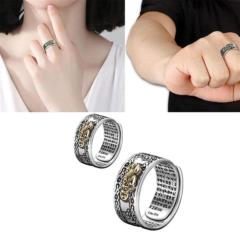 TOWELL Adjustable FENG Shui PIXIU MANI Mantra Protection Wealth Ring