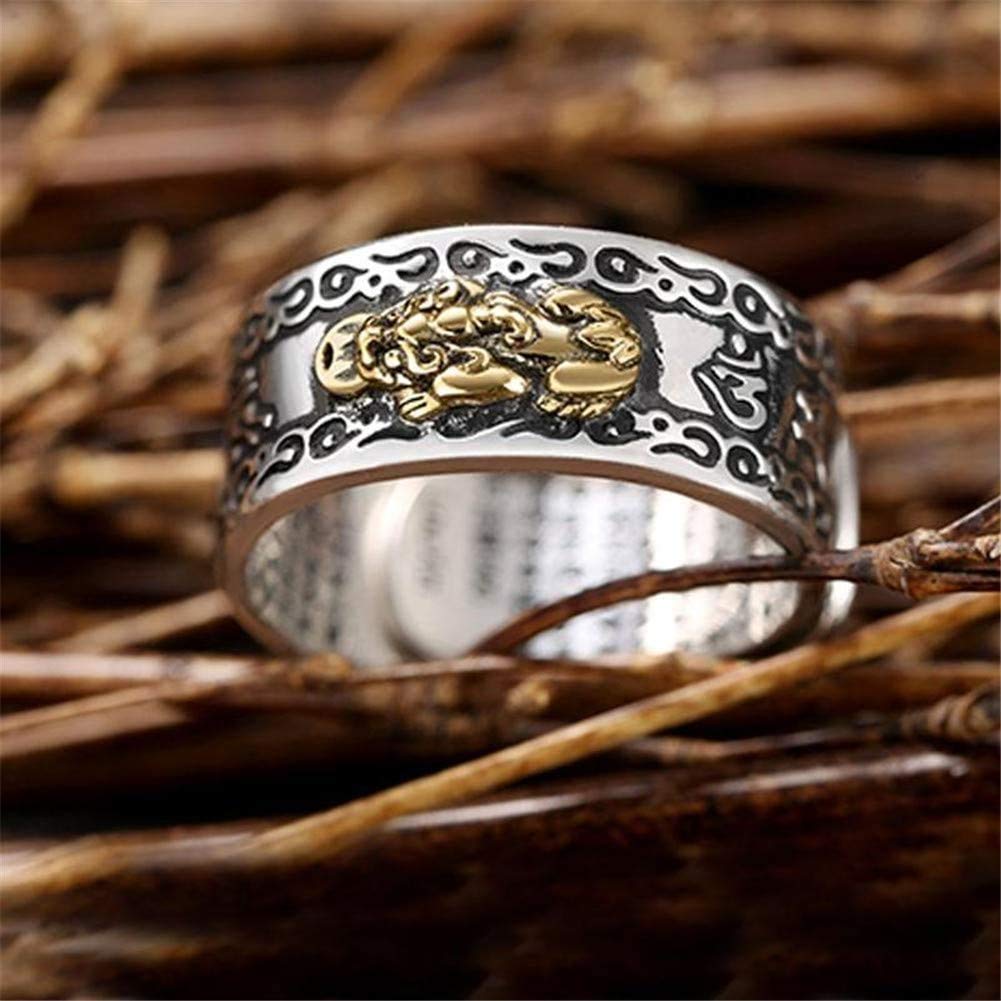 TOWELL Adjustable FENG Shui PIXIU MANI Mantra Protection Wealth Ring