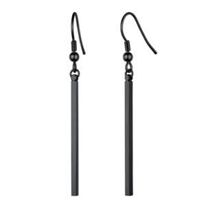 FindChic Black Stick Dangle Earrings Geometric Pillar Ear Fish Hook Line Bar Drop Earrings for Women