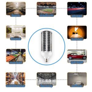 Intpro LED Light Bulb,80W LED Corn Light Bulb Lamp 8000LM E26/E27 5000K 85V~265V Super Bright Cob Light LED Garage Lights for Basement barn Workshop Warehouse Factory Porch Backyard High Bay Street